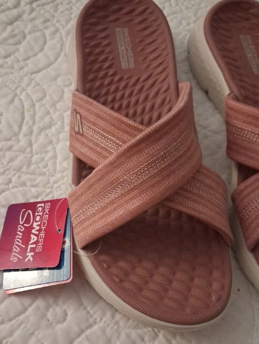 Skechers Gowalk Women’s Mauve Crossover Slide Sandals